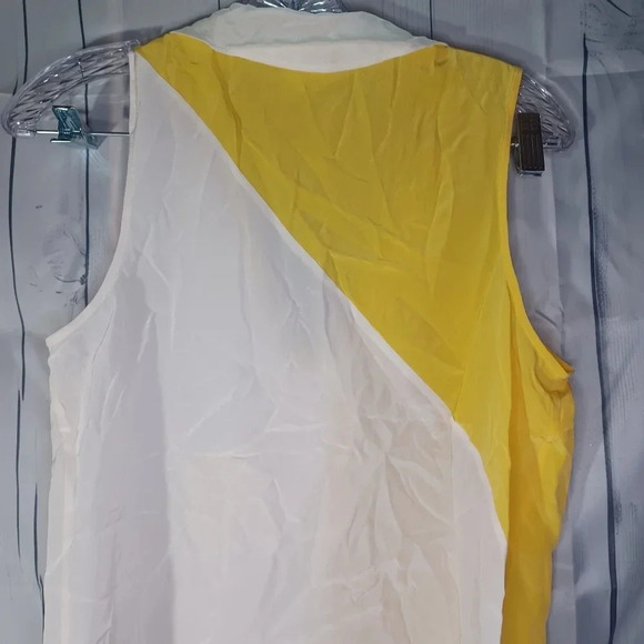 Maeve by Anthropologie 100% silk White And Yellow sleeveless shirt - Picture 7 of 8